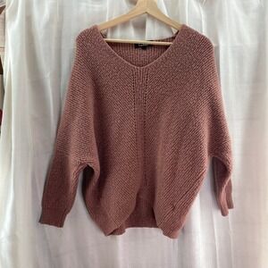 Lulus Dusty Rose Knit Dolman Sleeve Sweater XS‎ Textured Casual Lunch Date